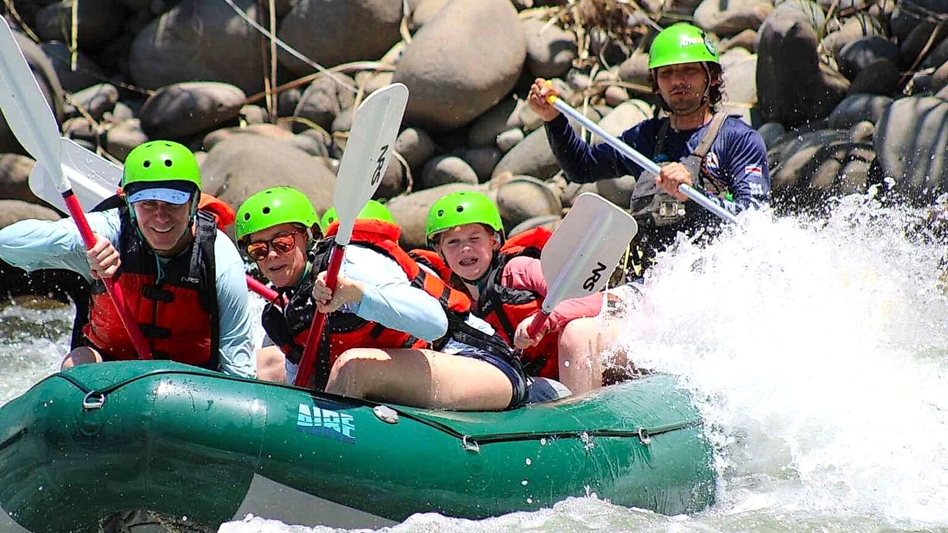 Class II rafting adventure ideal for families in the crystal-clear waters of Costa Rica.